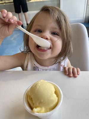 She loves her vegan mango!   at Heaven Creamery in Centennial