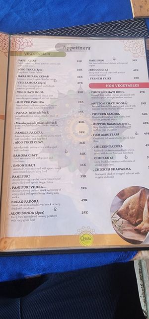 Appetisers Menu - September 2024 at Qnara Indian Food in Sidemen
