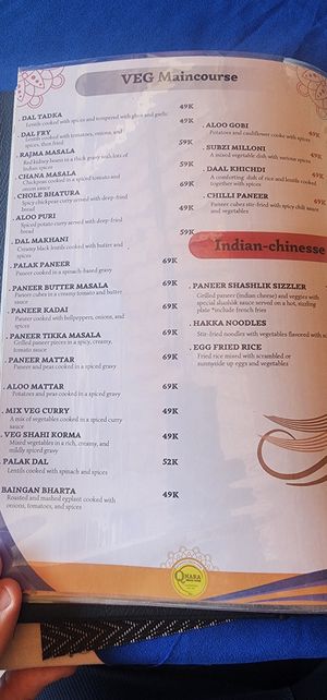 Vegetarian Mains  - September 2024 at Qnara Indian Food in Sidemen