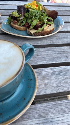 Cappuccino mit Hafermilch, vegane Stulle  at NEG BBQ in Bad Wildbad