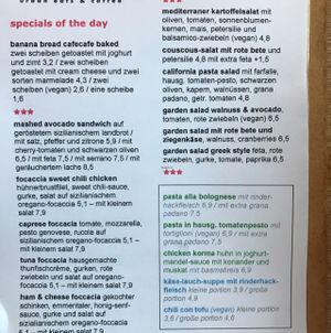 Menü at cafecafe - Ehrenfeld in Cologne