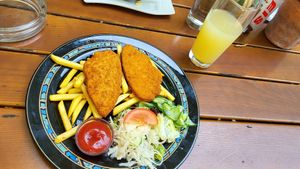Crispy vegan schnitzel made from tofu at EINKEHR zur ZAHNRADBAHN in Vienna