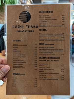 Cardápio vegano at Sushi Terra in Rio De Janeiro