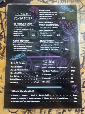 Menu   at Desert Island Dumplings in Manchester