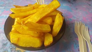 Chips at Desert Island Dumplings in Manchester