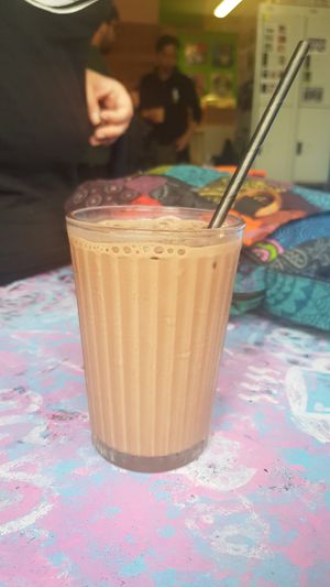 Chocolate oat milk at Desert Island Dumplings in Manchester