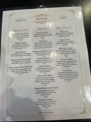 Menu  at Knead  in Albuquerque