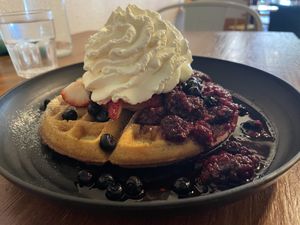 Berry chantilly waffle!  at Knead  in Albuquerque
