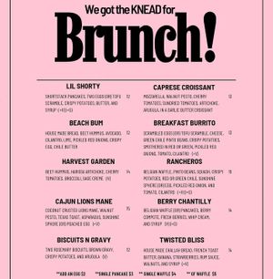 Menu as posted May 2024  at Knead  in Albuquerque