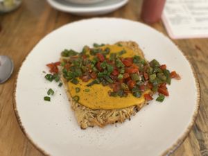 Cheesy Hashbrowns. Yum  at Nanita in Oaxaca