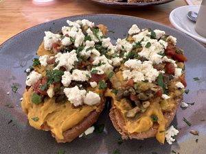 Molletes Muffaletta  at Nanita in Oaxaca