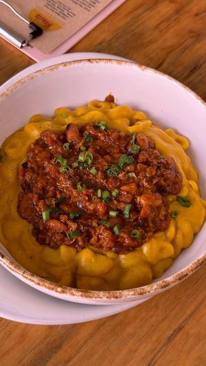 Mac and cheese loaded with chilli at Nanita in Oaxaca