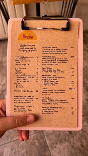English and Spanish menus available at Nanita in Oaxaca