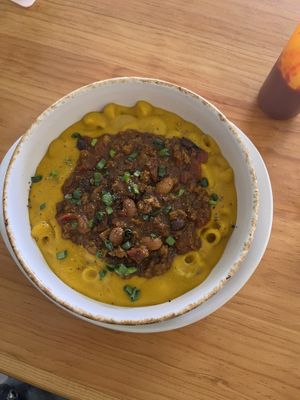 Mac and cheese with chilii  at Nanita in Oaxaca