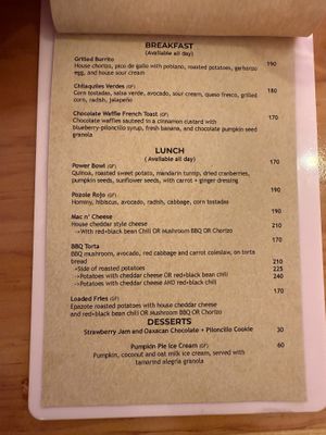 Menu 12/2024  at Nanita in Oaxaca