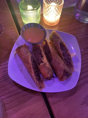 cheese rolls! like a burger string roll!  at Spicy Moon  - Bowery in New York City