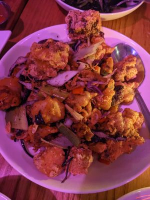 Salt & Pepper with tofu and mixed vegetables at Spicy Moon  - Bowery in New York City