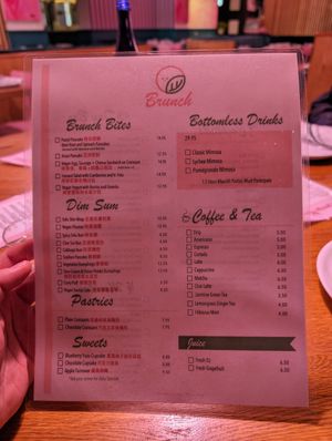 The brunch menu they haven't posted on their website yet at Spicy Moon  - Bowery in New York City