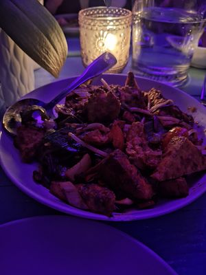 Cumin style tofu and veg at Spicy Moon  - Bowery in New York City