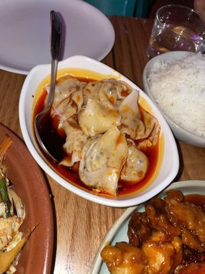 Wontons in chilli oill  at Spicy Moon  - Bowery in New York City
