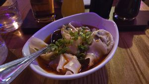 Vegetable wonton in chili oil at Spicy Moon  - Bowery in New York City