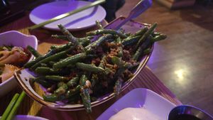 Green beans with meat at Spicy Moon  - Bowery in New York City