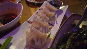 Vegan sour cream potato dumpling at Spicy Moon  - Bowery in New York City