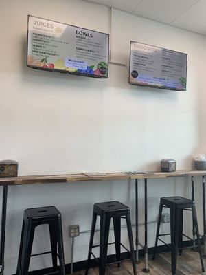 Interior seating area  at Rich Juice Bar in Baltimore