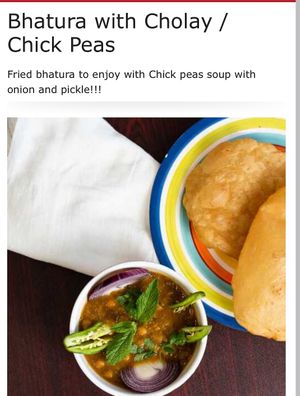 Puffed bread with chick peas curry.. so flavorful:) at Garden India in Thousand Oaks