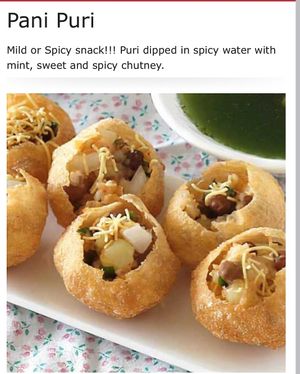 Puff filled with savory enjoy with sweet and tangy water mix!!! Looking at it is mouthwatering:) at Garden India in Thousand Oaks