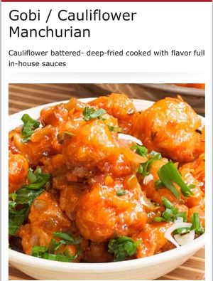 Tangy sweet dipped sauce with fried cauliflower!! Oh yes.., at Garden India in Thousand Oaks