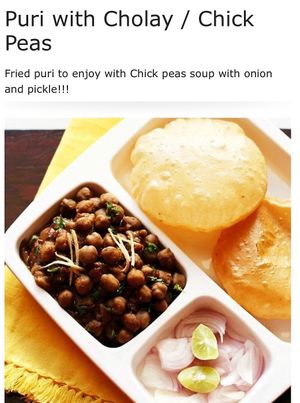 Puff puries with chick peas curry!! Yum yum at Garden India in Thousand Oaks