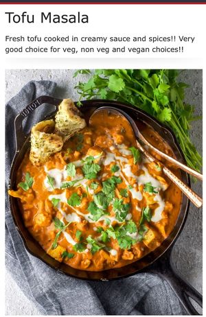 Tofu masala with coconut milk.. so delicious curry ! at Garden India in Thousand Oaks
