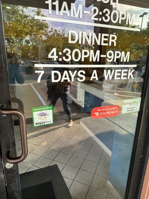 Happy Cow window sticker   at Turmeric Cuisine of India in Rohnert Park