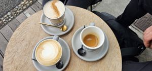 Soy cappuccino,  oat Chai latte, espresso at Falo Coffee Brewers in Takayama