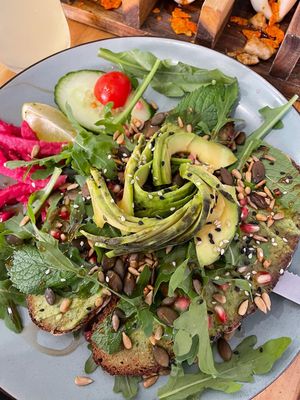Beautiful avocado toast   at Café Buur in Dusseldorf