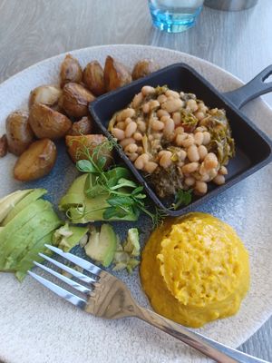 The vegan breakfast.  I didn't get the Sourdough toast and added potatoes instead  at Dock84 in Sligo