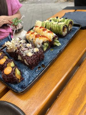 Assortment of Amazing sushi the mushroom was epic   at Emira in Berlin
