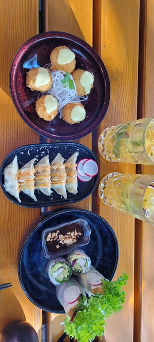 Corn balls, dumplings, summer rolls at Emira in Berlin