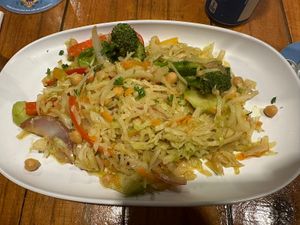 Cabbage bowl has a delicious lemongrass curry sauce   at Sion Farm Distillery in St Croix