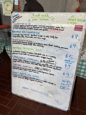 Menu at farmers market  at BaBa Duck - Pop-Up in Troy