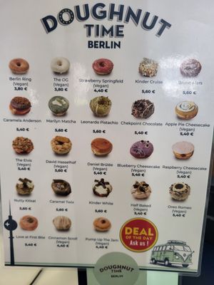 Menu at Doughnut Time in Berlin