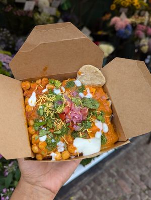 Channa masala with butter tofu at Vegan Bites in Cambridge