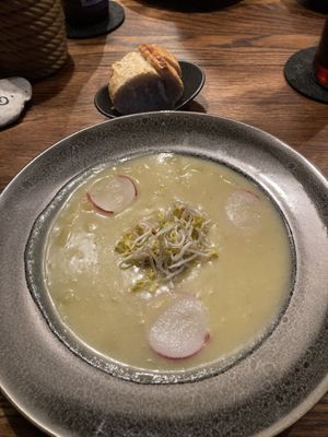 Kartoffelsuppe mit Kokosnussmilch  at Helgoländer Fährhaus in Heligoland