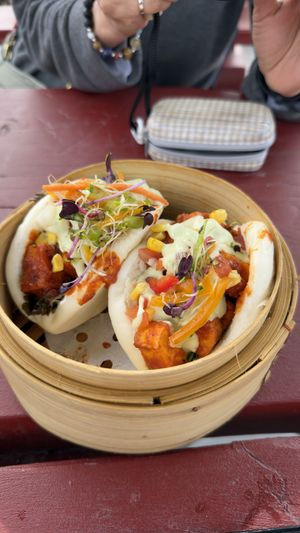 The vegetarian steam bun  at Mr & Mrs Glen's Cafe in Glenorchy