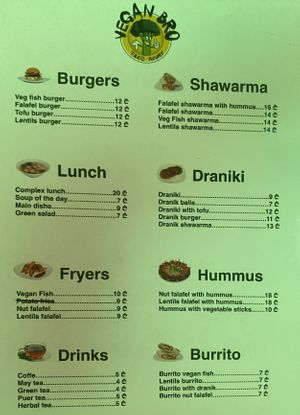 Menu in English    at Vegan Bro  in Batumi
