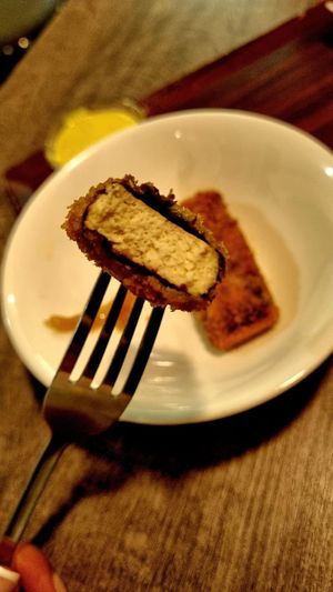 Veg fish with curry sauce at Vegan Bro  in Batumi