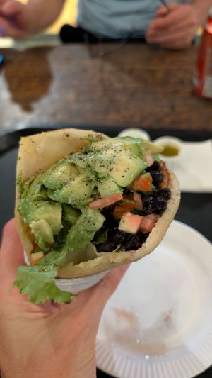 Vegetarian arepa, no cheese. at El Mercadito de Tamarindo Food and Cocktail Market in Tamarindo