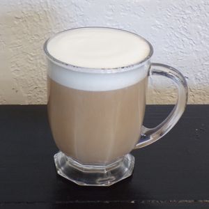 Vegan London Fog Tea Latte with Oat Milk at C.A.T. Cafe Bakery in Huntsville