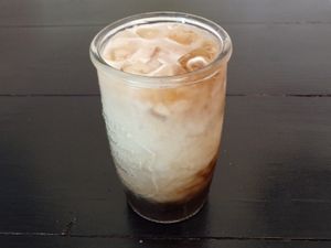 Vegan Spicy Devi Chai Latte with Oat Milk at C.A.T. Cafe Bakery in Huntsville